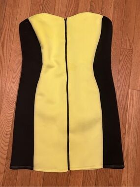 NWT Daylight Neon Yellow Black Color Block Zip Front Tube Scuba Tube Dress Sz 1X